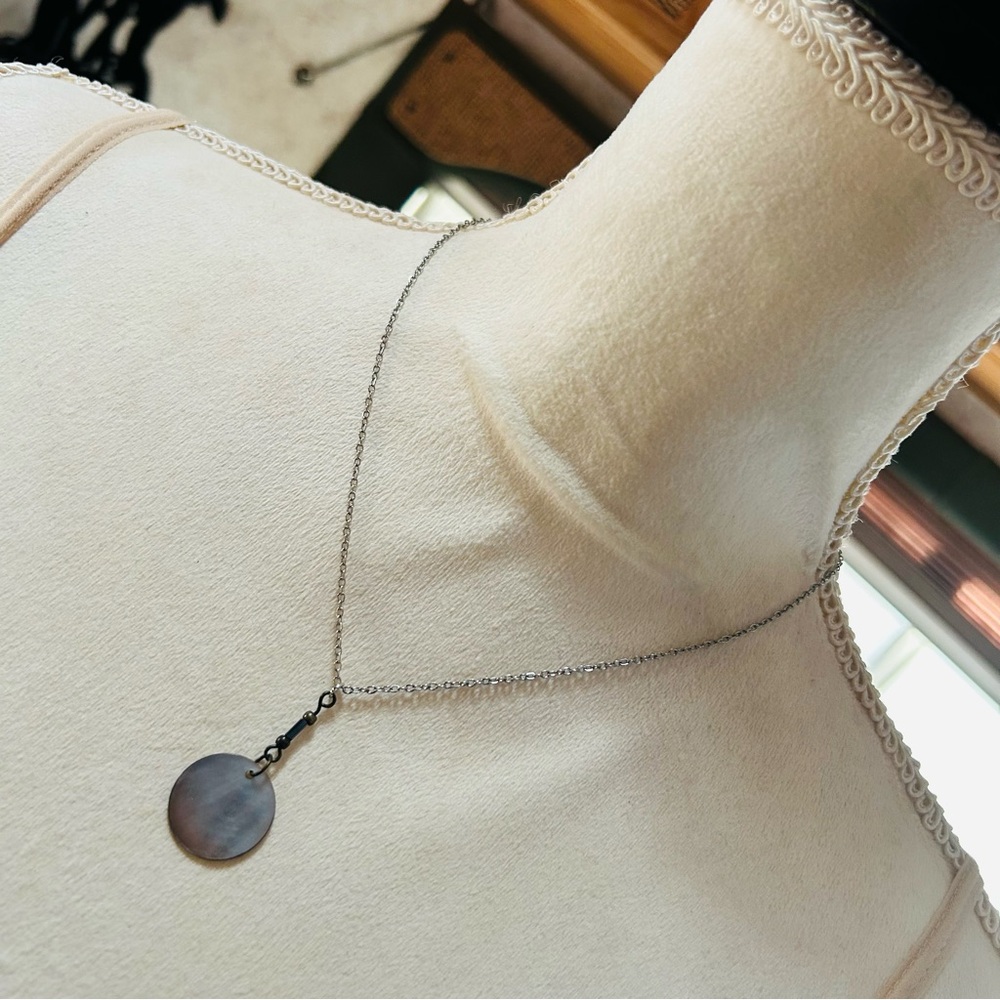 Handcrafted abalone shell medallion pendant on chain necklace